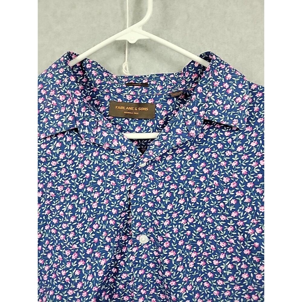 Fairlane & Sons 100% Cotton Blue Tiny Floral Long Sleeve Button Up Shirt Mens XL - Picture 3 of 12